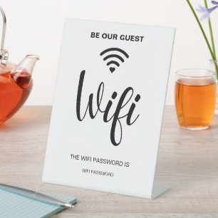 Weißes Minimalistisches einfaches Wifi-Kennwort Sockelschild
