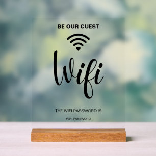 Weißes Minimalistisches einfaches Wifi-Passwort -  Acrylschild