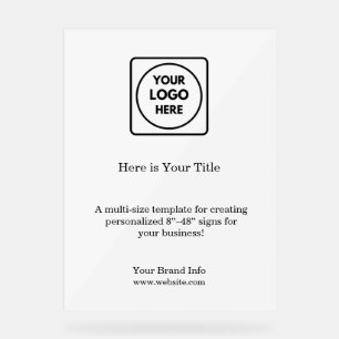 Weißes minimalistisches Logo   Moderne einfache Ma Acrylschild