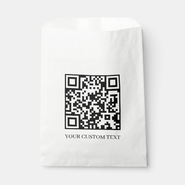 Weißes minimalistisches QR | Saubere individuelle  Geschenktütchen (Vorderseite)