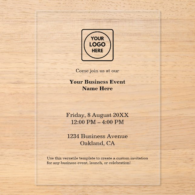 Weißes Minimalistisches Unternehmen | Modernes Akr Acryleinladungen (Vorderseite)