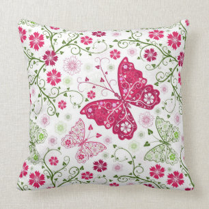 Weißes mit Blumenmuster Kissen