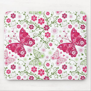 Weißes mit Blumenmuster Mousepad