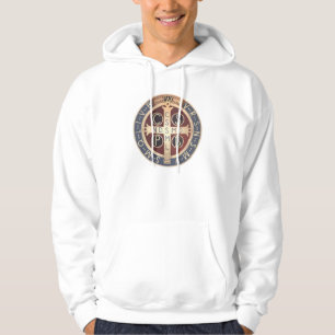 Weißes mit Kapuze Sweatshirt mit Medaille von St.