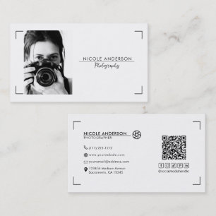 Weißes modernes minimales sauberes Logo Fotografie Visitenkarte
