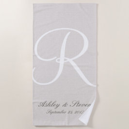 Weißes Monogramm | Rustikaler Leinenschau Strandtuch