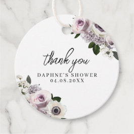 Weißes Moody-Anemone und Lila Brautparty Geschenkanhänger