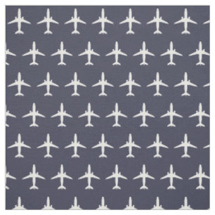 Weißes Muster des E175-Jet-Flugzeugs auf Navy Blue Stoff