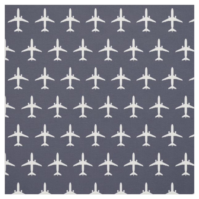 Weißes Muster des E175-Jet-Flugzeugs auf Navy Blue Stoff (Muster)