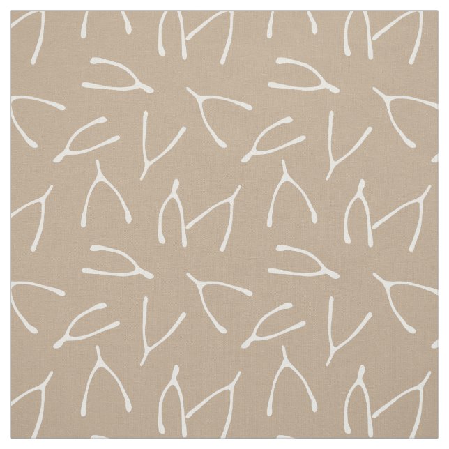 Weißes Muster für den Wunschknochen Taupe Stoff (Muster)