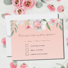 Weißes Narcissus auf Apricot Pink UAWG und Menü RSVP Karte