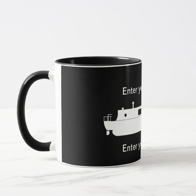 Weißes Narrowboat mit Text Tasse (Links)
