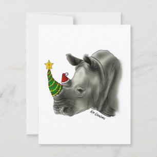 Weißes Nashorn - Weihnachtskarte Feiertagskarte