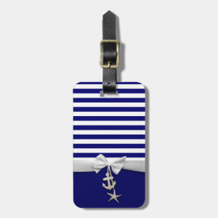 Weißes nautischband u. Charme des blauen Streifens Gepäckanhänger