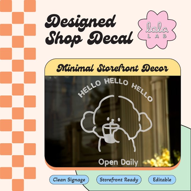 Weißes Niedliches Begrüßungsfenster Vinyl Decal Ed Fensteraufkleber (Von Creator hochgeladen)