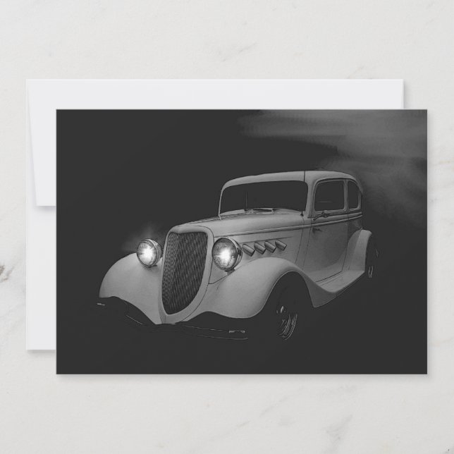 Weißes Night Frisierte Auto Geburtstag Einladung (Vorderseite)