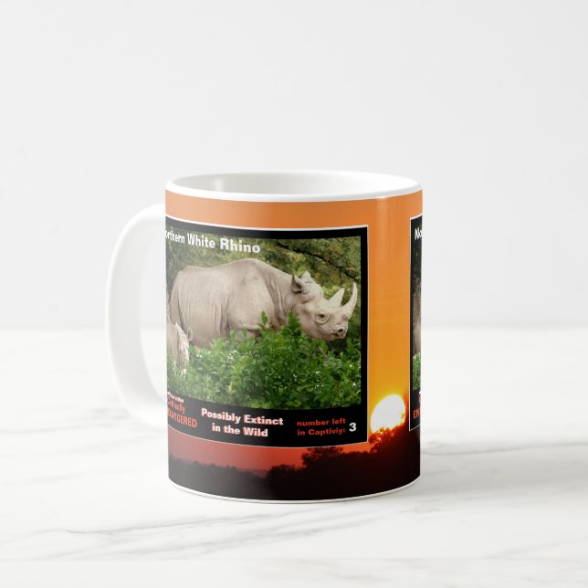 Weißes NordNashorn ist bedrohte Art - Kaffeetasse (Vorderseite Links)