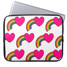 Weißes Notebook mit rosa Herz und Regenbogen Laptopschutzhülle