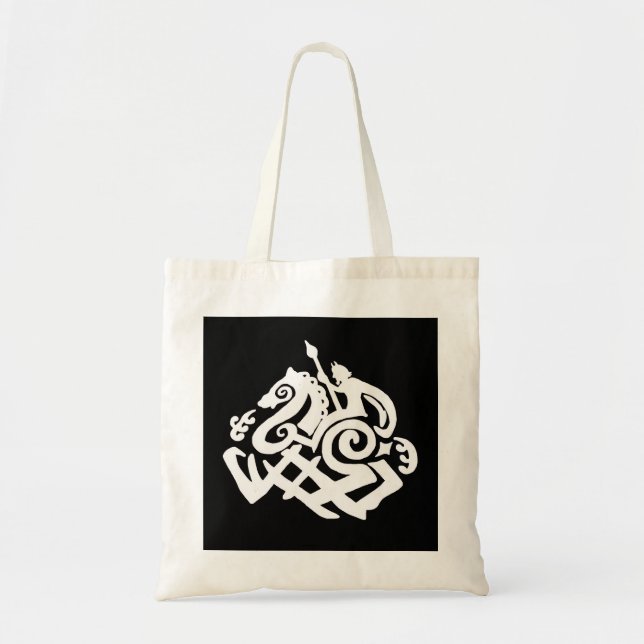 Weißes Odin, das Sleipnir Taschen-Tasche reitet Tragetasche (Vorne)