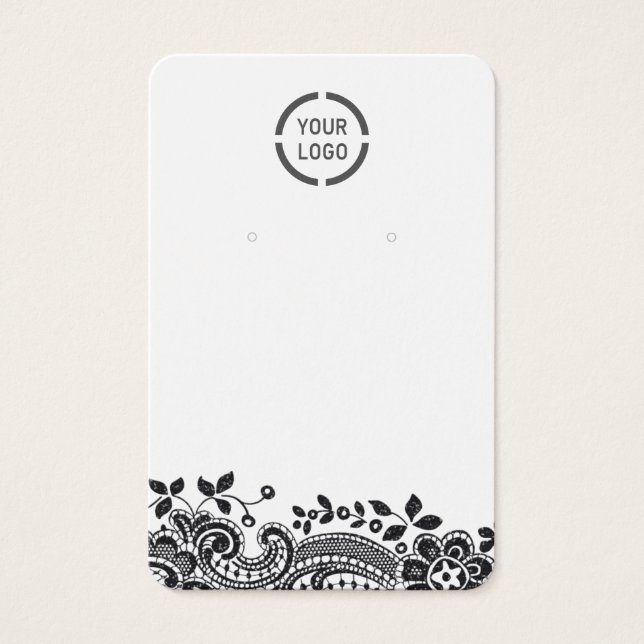 Weißes Ohrring-Logo auf Schwarz-Spitze (Vorderseite)