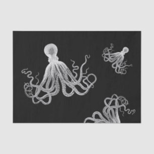 Weißes Oktopus-Schwarzteppichpapier Seidenpapier