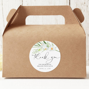 Weißes Orchid-Brautparty Runder Aufkleber