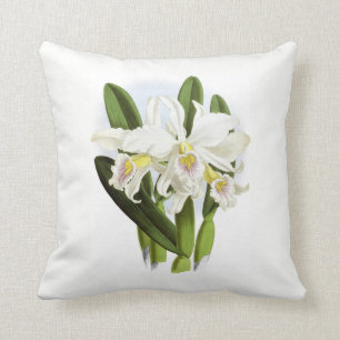 Weißes Orchideen-Wurfs-Kissen Kissen