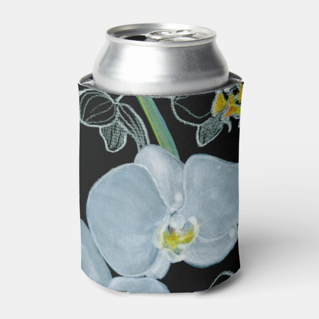 Weißes Orchideenmuster Dosenkühler (Kanne Vorderseite)