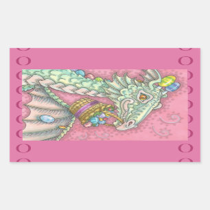 WEIßES OSTEREI-DRACHEN-FANTASIE-AUFKLEBER-Blatt Rechteckiger Aufkleber