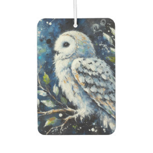 Weißes Owl am Zweig in der Mondlichtmalerei Autolufterfrischer