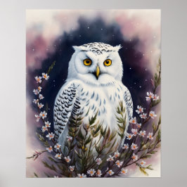 Weißes Owl-Blumenportrait Poster