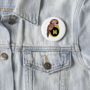 Weißes Owl Monogramm Button