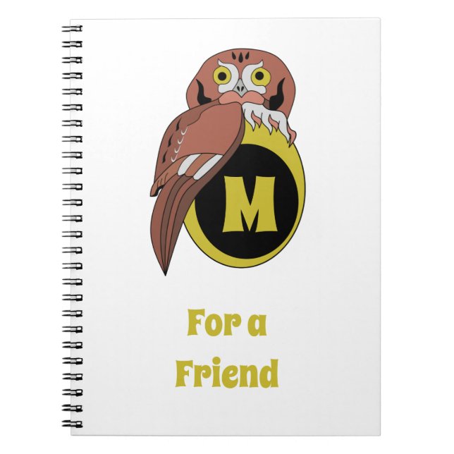 Weißes Owl Monogramm Notizblock (Vorderseite)