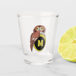 Weißes Owl Monogramm Schnapsglas