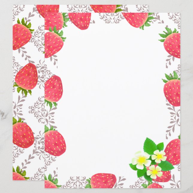 Weißes Papier für Erdbeeren (Vorne/Hinten)