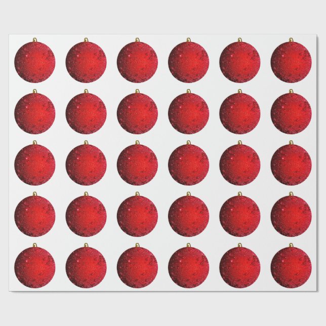 Weißes Papier für Rot-Ornament Geschenkpapier (Flach)