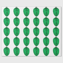 Weißes Papier "Grüne Pinecone" Geschenkpapier