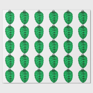 Weißes Papier "Grüne Pinecone" Geschenkpapier