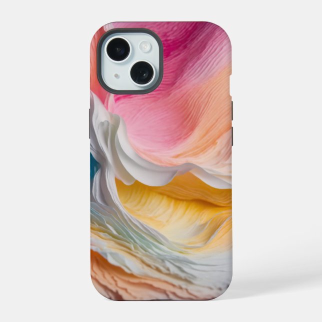 Weißes Papier Splash Vivid Gradient iPhone 15 Hülle (Rückseite)