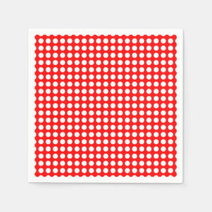 Weißes Papier zu roten, horizontalen Polka-Punkten Serviette