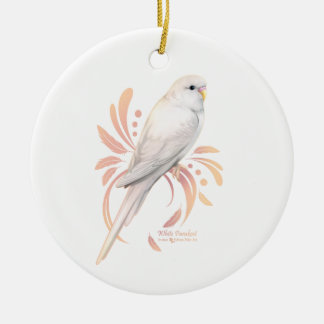 Weißes Parakeet Keramik Ornament
