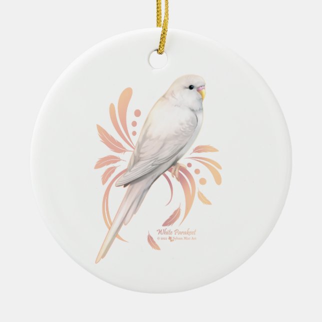 Weißes Parakeet Keramik Ornament (Vorne)