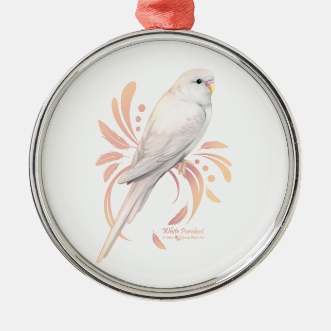 Weißes Parakeet Ornament Aus Metall (Vorne)