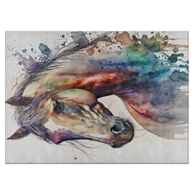 Weißes Pechpferd Schneidebrett (Vorderseite)