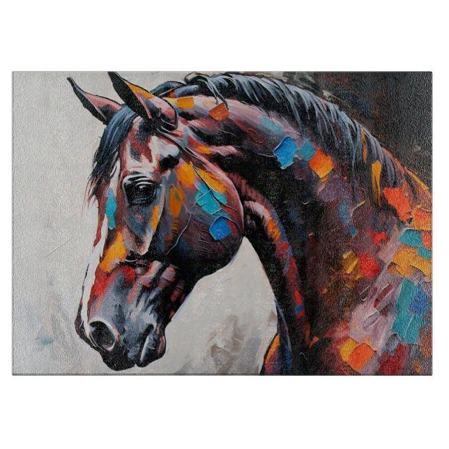 Weißes Pechpferd Schneidebrett (Vorderseite)