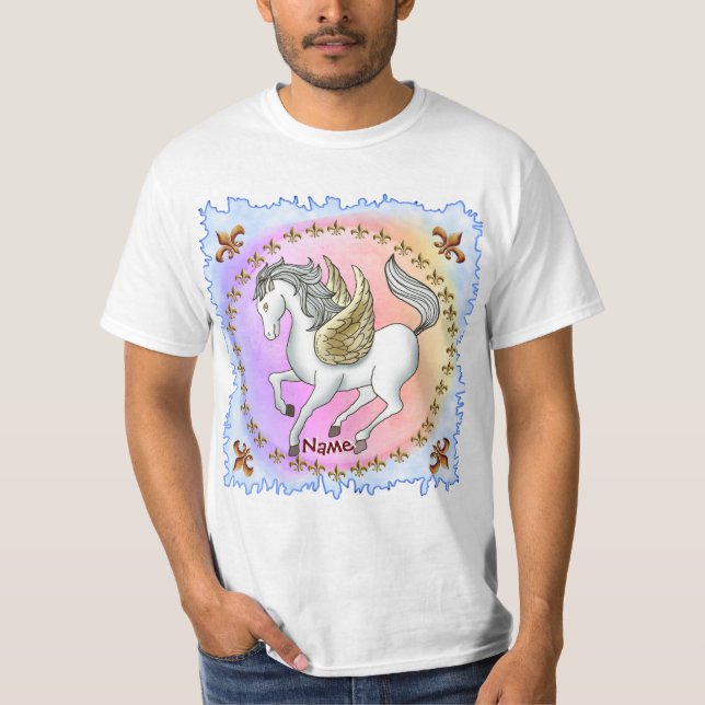 Weißes Pegasus Einhorn T-Shirt (Vorderseite)