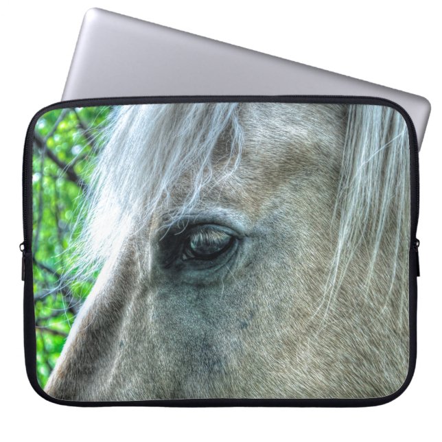 Weißes Pegasus-Horse-Auge Tierliebhaber Foto Laptopschutzhülle (Vorderseite)