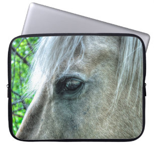 Weißes Pegasus-Horse-Auge Tierliebhaber Foto Laptopschutzhülle