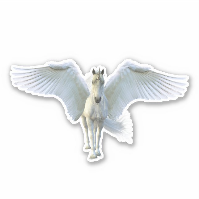Weißes Pegasus Horse Unicorn Aufkleber (Vorderseite)