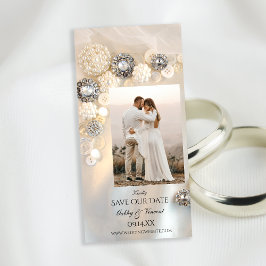 Weißes Perl-Diamanttasten Hochzeitsknöpfe speicher Save The Date